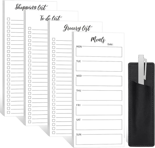 Thboxes 4 Pack Magnetic Note Pad for Fridge with Pen Holder, Totally 200 Sheets Magnetic To Do List, Grocery List, Shopping List, Meals Pads for Refrigerator