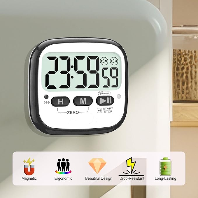 AyayaBoss 2-Pack Magnetic Kitchen Timers for Cooking, Digital Stop Watch Countdown Timer for Kids, Teachers, Classroom, Office, Exercise - Battery Included