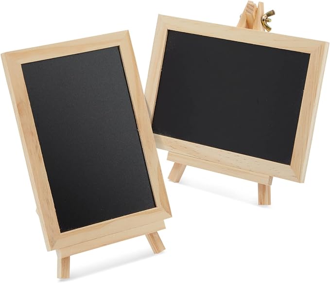Juvale Wood-Framed Mini Chalkboard Signs - Double-Sided Chalk Board Stand - Versatile Tabletop Sign for Menus & Messages - Buffet Signage & Wedding Display Stand - Pack of 6, 6 x 4 in Writing Area