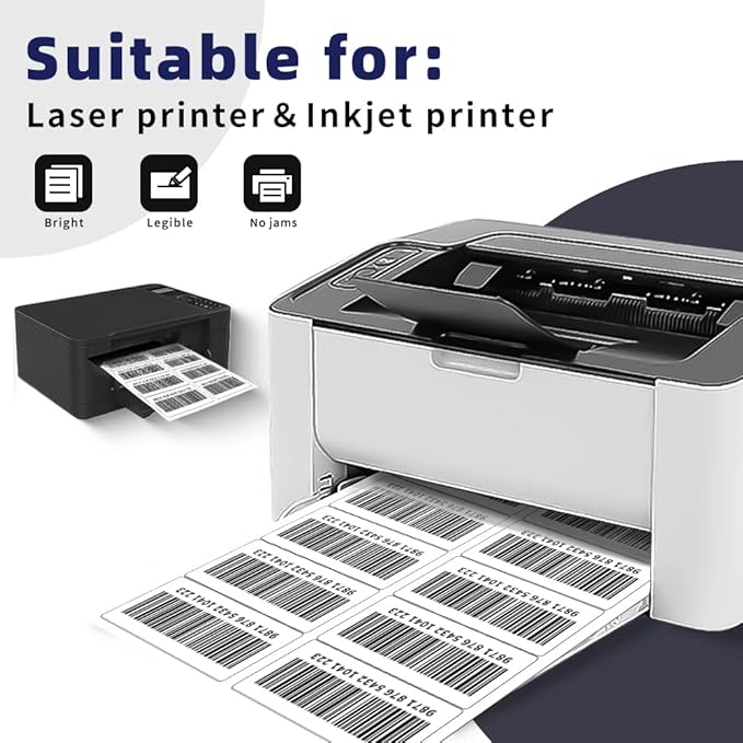 POLYSELLS Self Adhesive 2"x4" Address Shipping Labels, 10UP White Sticker FBA Labels, Inkjet/Laser Printer Compatible, 10 Labels/Sheet, 100 Sheets/1000 Labels