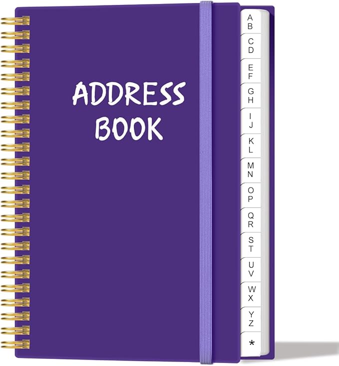 Address Book with Alphabetical Tabs - Telephone & Address Book with Address Contacts, Special Date, Phone, Birthday & Internet Login Password for Home and Office, 4.3" x 6.2", Purple