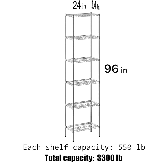 Regal Altair 14" Deep x 24" Wide x 96" Height Wire Shelving Kit | 6-Tier | NSF Commercial Storage Rack Unit