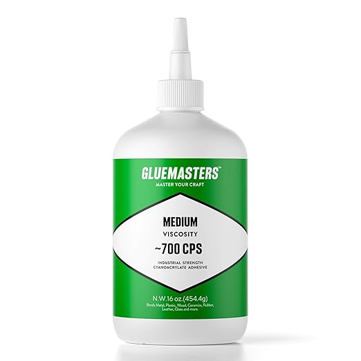 Glue Masters Industrial Grade Cyanoacrylate Adhesive - Medium Viscosity Super Glue for Woodworking, 3D Printing