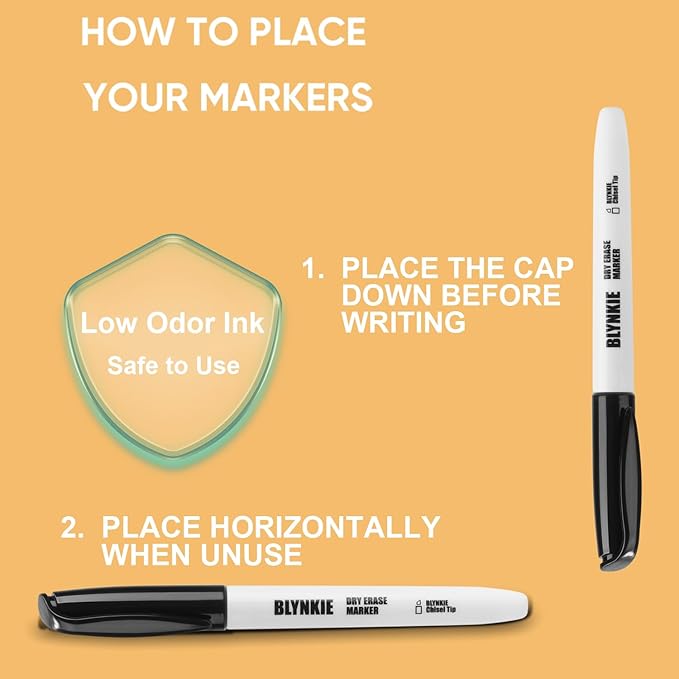 Blynkie Dry Erase Markers Bulk Pack of 102 Chisel Tip Black Whiteboard Markers, Low Odor Suitable for School Office and Home
