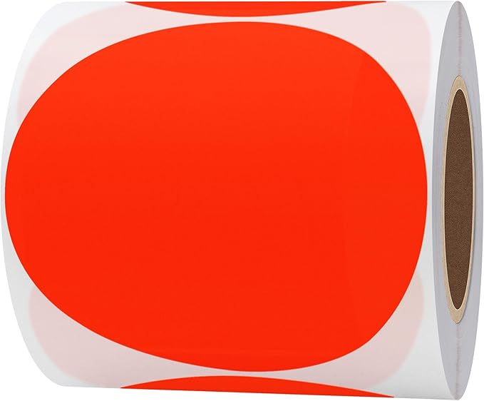 Hybsk Round Color Coding Circle Dots Labels Warehouse Inventory Organizer Stickers (4 inch, Fluorescent Red)