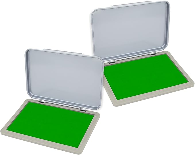 2 Pack Metal Case Stamp Pad Medium Size, Green Color - Size: 3" x 4" - Choose from 15 Ink Colors