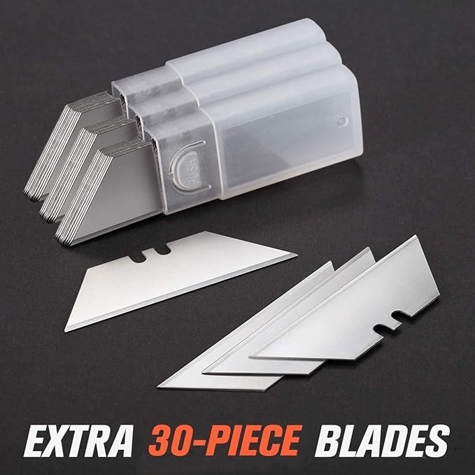 REXBETI 36 Pack Utility Knife Retractable Box Cutter, 4 Color Heavy Duty Aluminum Shell Knife Sets with Extra 30pc SK5 Blades for Cartons, Cardboard and Boxes