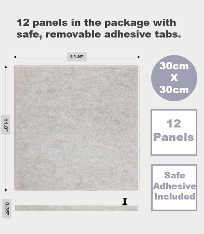 Large Cork Board Alternative | Felt Wall Tiles (12-Pack) | Aesthetic Felt Bulletin Board for Office, Home & Classroom | Office Wall Decor for Women | Pin Boards Bulletin Board Tiles | Ivory