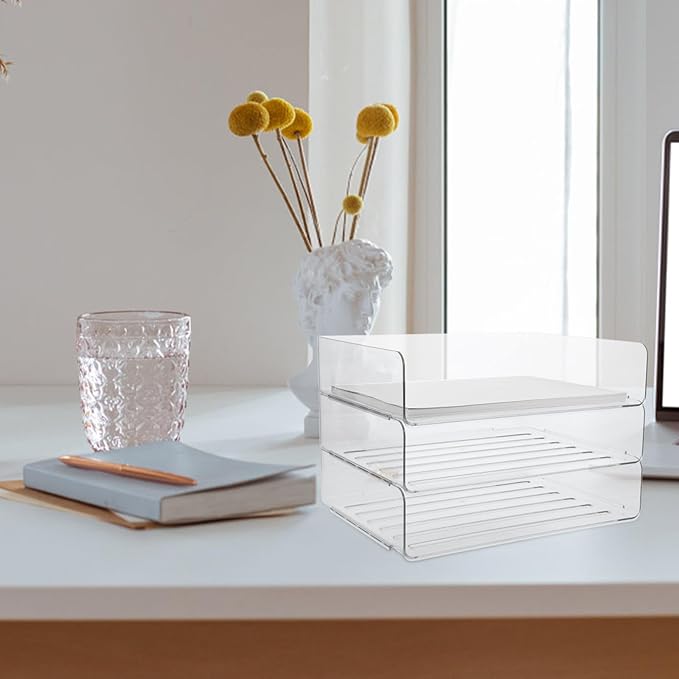 SUPVOX Desk Organizer Tray Stackable Letter File Holder Desktop Storage for Office Home School Simple Stylish Workspace Organizer for Paper