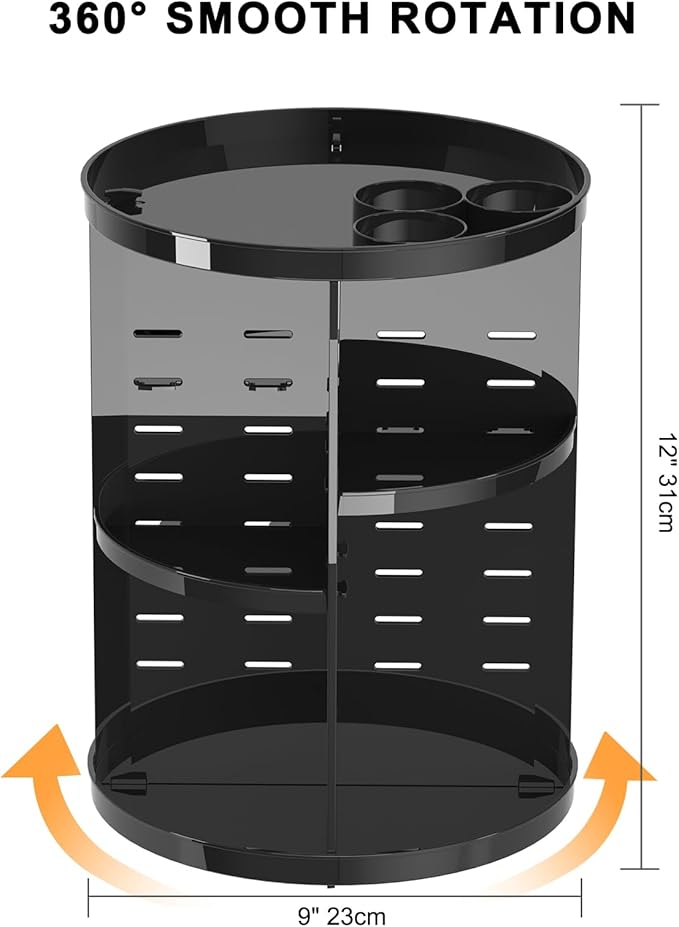 Jiavarry Rotating Makeup Organizer for Vanity, 360 Spinning Skincare Organizers with Adjustable Trays, Make Up Desk Storage Carousel Rack, Cosmetic Display Cases for Dresser Bathroom Countertop