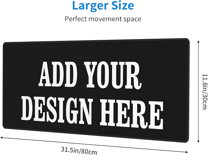 OHORTEB Custom Mouse Pad with Photo, Personalized Image Text Laptop Desk Mat, Customized Non-Slip Waterproof Desk Writing Pad for Office Home (Custom, 12in x 31.5in)