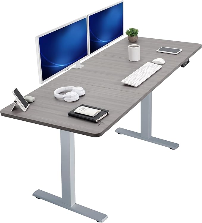 VIVO Electric 71 x 30 in Standing Desk, Memory Height Adjustment, 1B Series, Holds 220 lbs, Dark Gray Top Gray Frame, DESK-KIT-1G7G