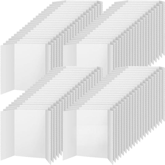 Ctosree 150 Pcs 14 * 22 Inch Tri Fold Poster Board Bulk, Science Fair Project Display Paperboard, Single Wall, Lightweight Presentation Board (White)