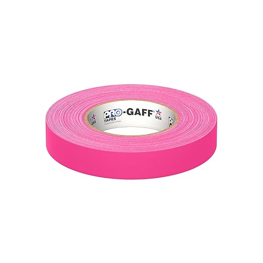 1" Width ProTapes Pro Gaff Premium Matte Cloth Gaffer's Tape With Rubber Adhesive, 50 yds Length x, Fluorescent Pink (Pack of 1)