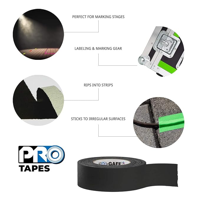 ProTapes Pro Gaff Premium Matte Cloth Gaffer's Tape With Rubber Adhesive, 11 mils Thick, 55 yds Length, 2" Width, Grey (Pack of 1)