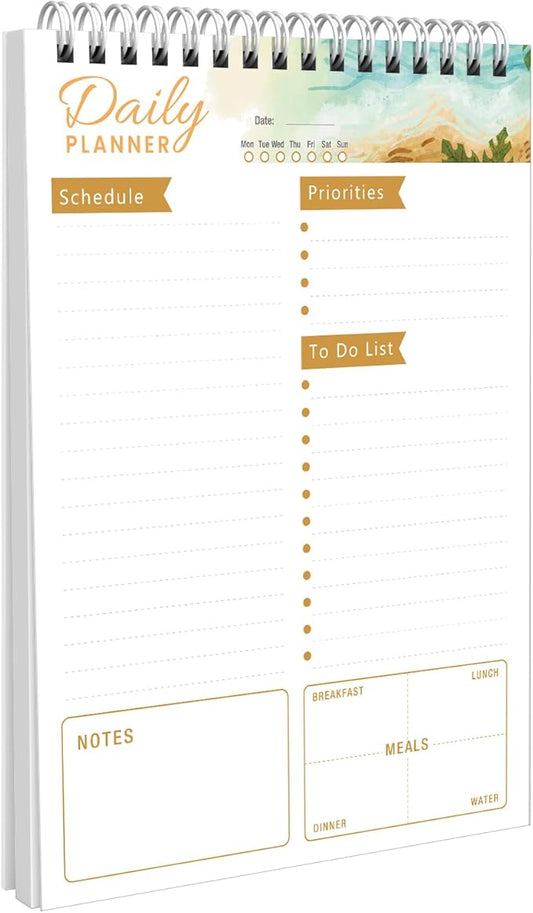 To Do List Notebook Daily Planner A5 CheckList Pad 52 Sheets, 5.9" x 8.2" Daily Schedule Goal and Tasks Setting Notepad Productivity Planner, Spiral Appointment Organizers, A5-KA