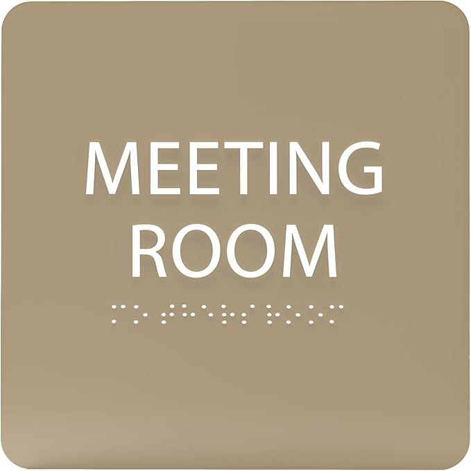 ADA CENTRAL SIGNS - 6" X6" Meeting Room Sign - ADA Compliant Tactile Graphics Grade 2 Braille Text Acrylic Wall Sign - Privacy Interview Room Name Door Sign for Schools Hospitals Offices & Apartments