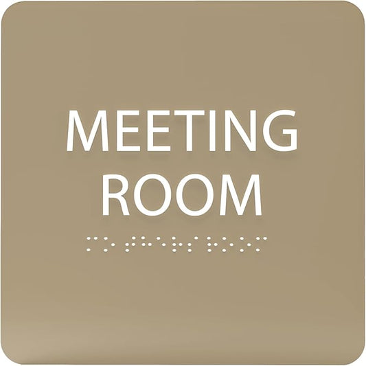 ADA CENTRAL SIGNS - 6" X6" Meeting Room Sign - ADA Compliant Tactile Graphics Grade 2 Braille Text Acrylic Wall Sign - Privacy Interview Room Name Door Sign for Schools Hospitals Offices & Apartments