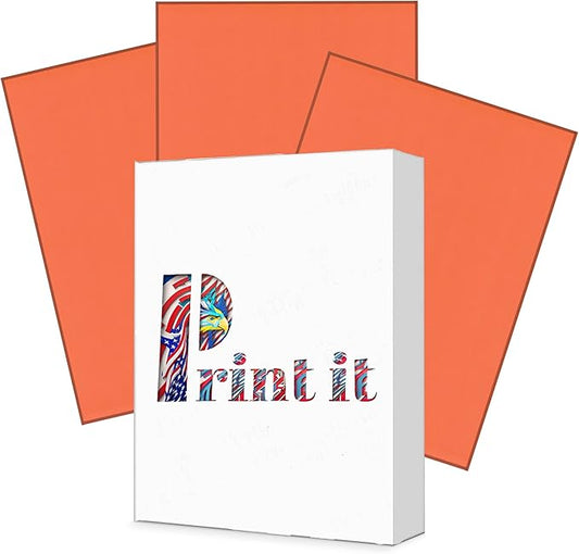 Print It - Vellum Bristol Colored Cardstock Cover Paper, 67 Lb, 8.5" X 11”, Heavyweight Colored Cardstock for Crafts, School, Invitations, And Office Use - Decoration Drawing 250/Case-Saffron Orange