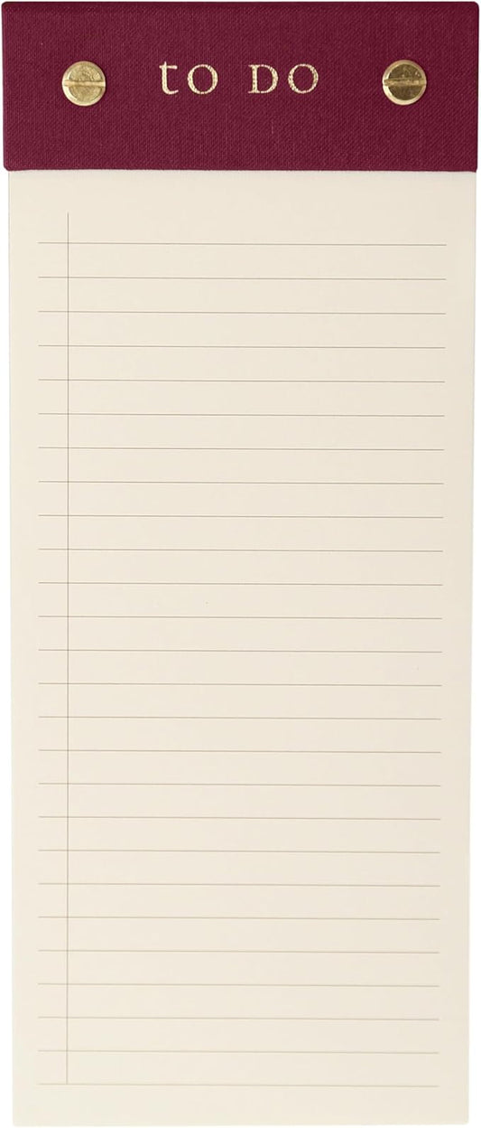 Graphique Post-Bound List Pad Luxe Collection, Perforated Sheets To-Do Notepad, Hardcover Binding, Gold Foil Embossing, 100 Pages, 4” x 9.75”, Plum Red