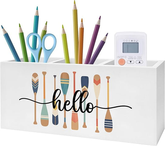 Exqcom Lake Decor Pen Pencil Holder, Lake House Decor, Lakes Gifts for Women Men, Retro Colorful Paddle Pencil Pen Holder Organizer for Home Office Desk Accessories