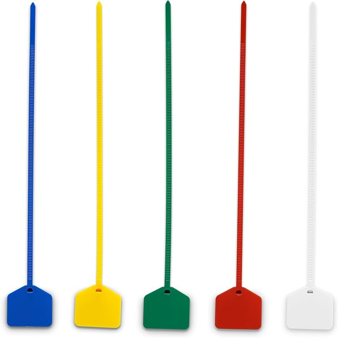 8 in Marker Nylon Cable Ties, Plastic Water Proof Tags, Self-Locking Written-on Cable Marker, Security Seals Label for Cabling, Wire Marking Label, Shipping Hanging Tags - Yellow/ 100pcs