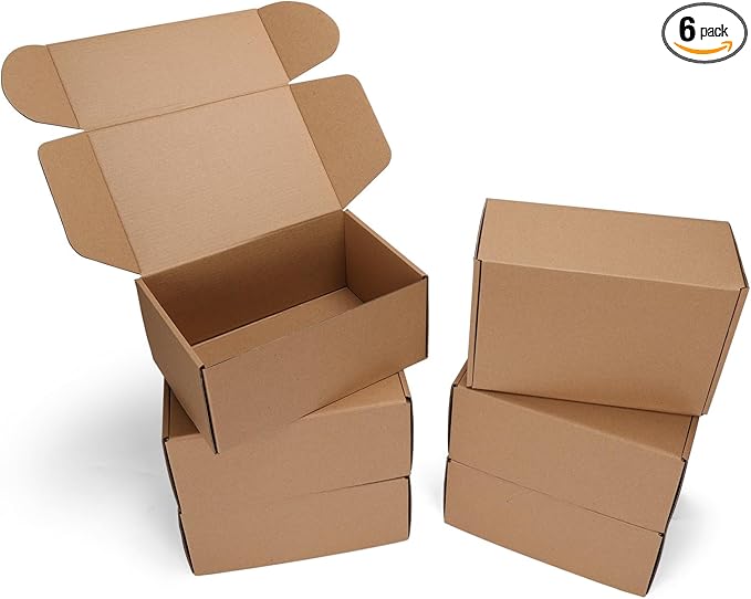 PHAREGE 9x6x4 inch Shipping Boxes 6 Pack Brown, Tab Lock Tuck Top Mailer Boxes for Packaging Small Business, Medium Cardboard Gift Boxes for Wrapping Mailing Present