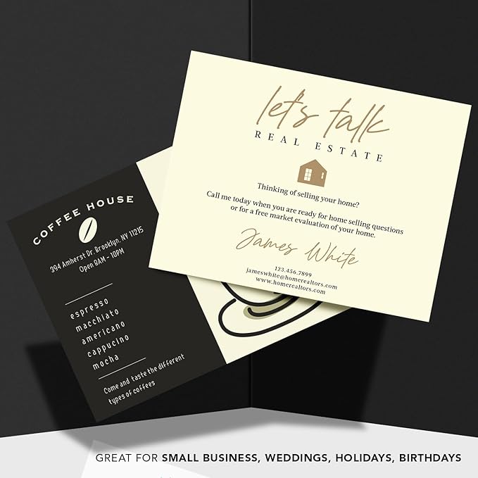 Blank Cream Natural Flat Note Cards and Envelopes – Heavyweight Off-White Cards for Invitations, Greetings, Postcards and Announcements | 5" x 7” (A7 Size) | 50 per Pack | NOT A Fold Over Card