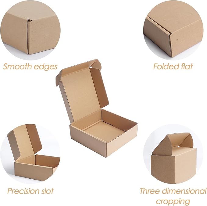 PHAREGE 6x6x2 inch Shipping Boxes Bulk 25 Pack Brown, Tab Lock Tuck Top Mailer Boxes for Packaging Small Business, Small Cardboard Gift Boxes for Wrapping Mailing Present