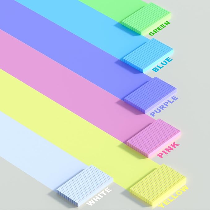 300 Count Ruled Index Cards 3 x 5 Inch, Colored Lined Note Cards, Thick Flash Cards Perfect For School and Office Supplies, Lined & Blank Index Cards Ideal for Note Taking, To-do Lists and Tests