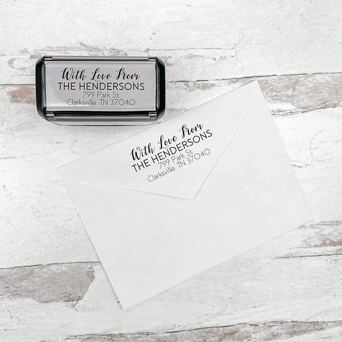 Self Inking Modern Address Stamps | Custom Return Address Stamper (with Love from, Xtra Large)