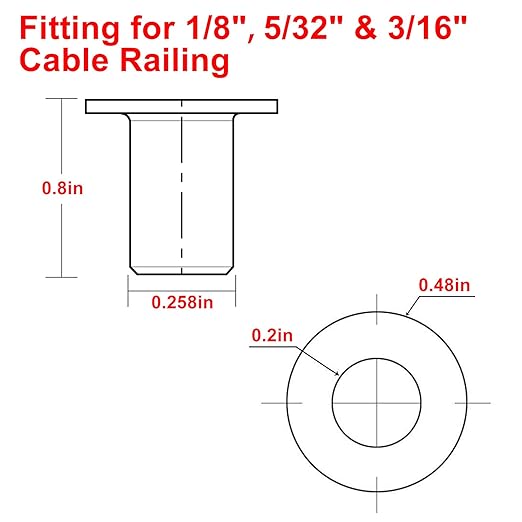 BLIKA 50 Pack Black Stainless Steel Protector Sleeves for 1/8" 5/32" or 3/16" Deck Cable Railing, for Wood/Composite Posts, T316 Marine Grade, Black Cable Railing Protector Sleeves