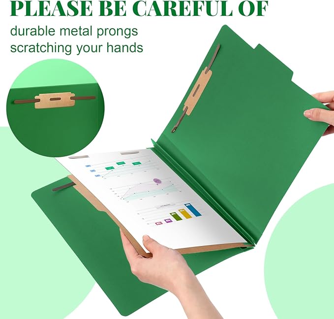 Skyygemm 48 Pcs Classification Folders Letter Size, 1 Divider Pressboard File Folder with Fasteners, Expanding File Organizer Bulk for School Teachers, Office Employee, Coworker, Staff (Dark Green)