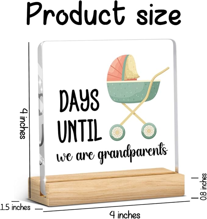 Cool Gifts for New Grandparents, Pregnancy Announcement for Grandparents, Funny Days Until We Are Grandparents Gifts, Grandparents Day Decorations Acrylic Sign A 05