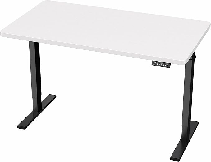 VIVO Electric 43 x 24 in Standing Desk, Memory Height Adjustment, 1B Series, Holds 220 lbs, One-Piece White Top, Black Frame, DESK-KIT-1B4W