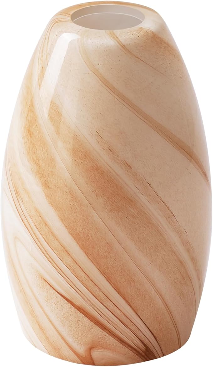 Fixture Replacement Globe Shade,Lampshade for E26 Base 1-5/8 Inch Fitter, Color Art Glass Oval Lampshade Cover for Pendant Kitchen Wall Sconce Chandelier Vanity Light (1, Brown and White)