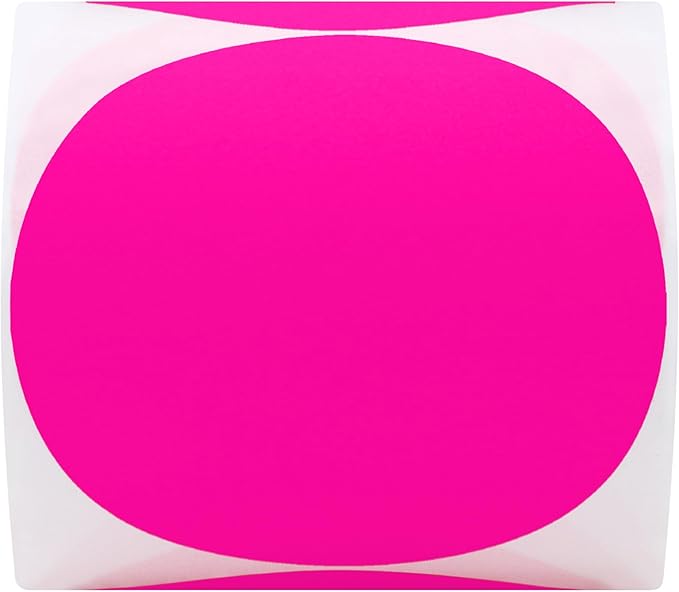 Hybsk Round Color Coding Circle Dots Labels Warehouse Inventory Organizer Stickers (3 inch, Fluorescent Pink)