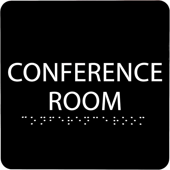 ADA CENTRAL SIGNS - 6" X6" Conference Room Sign- ADA Compliant Tactile Graphics Grade 2 Braille Text Acrylic Wall Signs - Authorized Personnel Only, Meeting Privacy Door Sign for Schools, and Offices