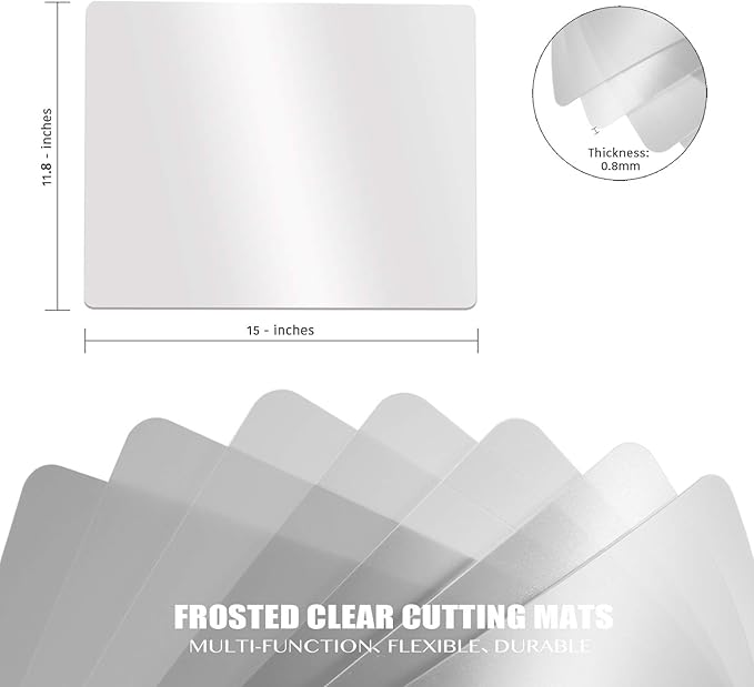 Fotouzy Flexible Plastic Cutting Boards for Kitchen, 4 Frosted Clear Cutting Mats 15 x 12 In, BPA-Free, Non-Porous, and Dishwasher Safe, Set of 4