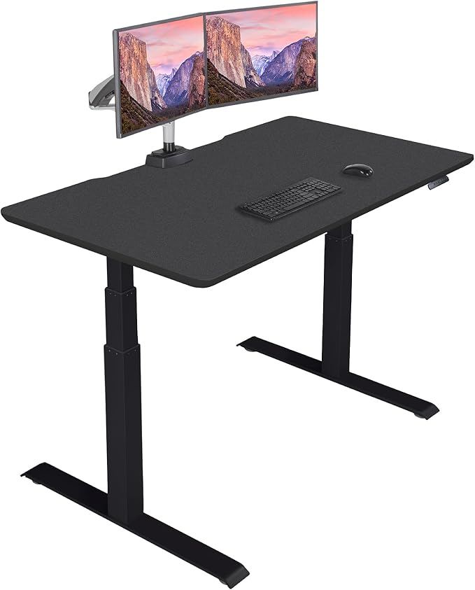 Vari Classic Electric Standing Desk - VariDesk Height Adjustable Sit/Stand Desk - Dual Motor with Memory Presets, Stable T-Style Legs - Gaming or Home Office Workstation - 60”x30”, Black/Black