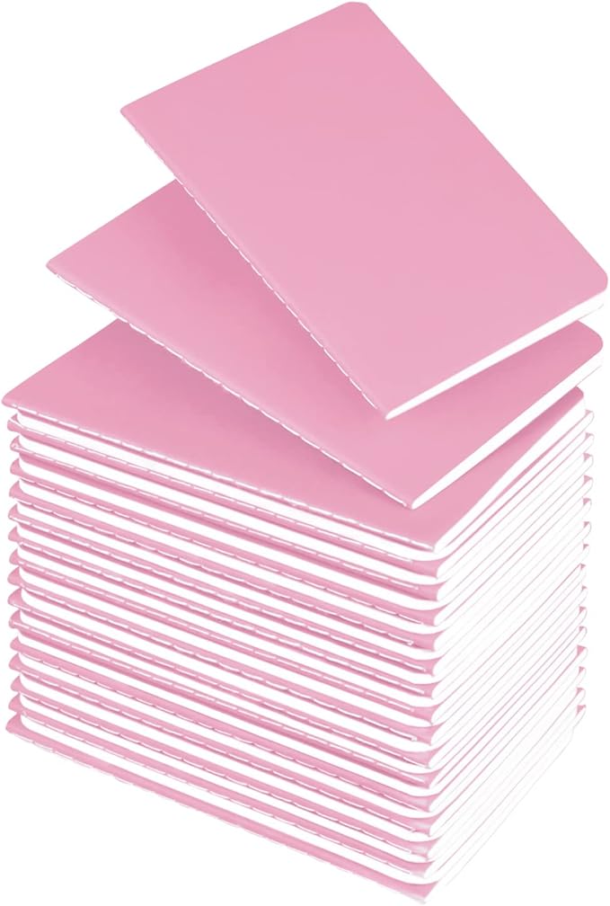 Lzerking Mini Notebooks Bulk 3.5 x 5.5 Inches 36 Pack-Pink Cover Tiny Pocket Journal Notepads for Kids, 30 Sheets/60 Pages, for Planners or Story Writing at Home or School