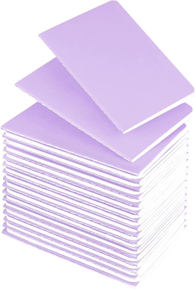 Lzerking Small Journal Mini Notebooks Bulk 36 Pack Pocket Notepads-Light Purple Cover 3.5 x 5.5 Inches, 30 Sheets/60 Pages, for Scrapbooking, Sketching, Christmas and Party gifts, and Doodling