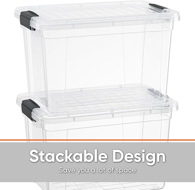 Superio Clear Storage Boxes with Lids, 8.75 Quart Plastic Container Bins for Organizing, Stackable Crates, BPA Free, Non Toxic, Odor Free, Organizers for Home, Office, School, and Dorm