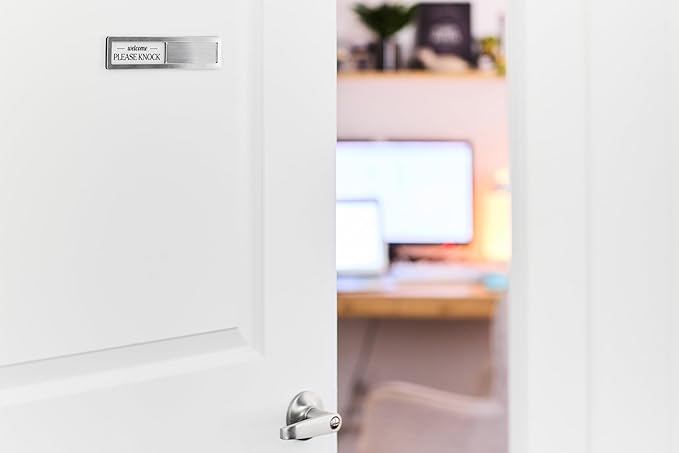 Stainless Steel Do Not Disturb Sign, Premium Please Knock Welcome Signs, Do Not Disturb Door Hanger Sign Alternative, In a Meeting Signs for Office Door, wfh Office Essentials Supplies Decor, 7x1.5