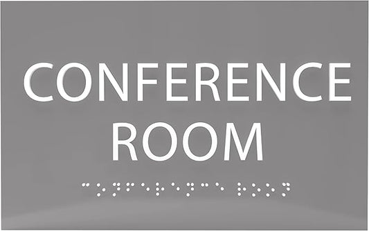 ADA CENTRAL SIGNS - 6" X4" Conference Room Sign - ADA Compliant Tactile Graphics Grade 2 Braille Text Privacy Sign | Wall Mount Plastic Meeting Signs For Schools, Hospitals, Offices, and Apartments