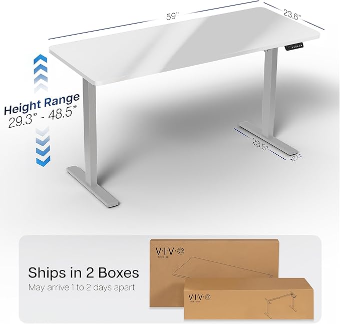 VIVO Electric Dry Erase 60 x 24 in Standing Desk, Memory Height Adjustment, 1B Series, Holds 220 lbs, Whiteboard Top Gray Frame, DESK-KIT-1G6WE