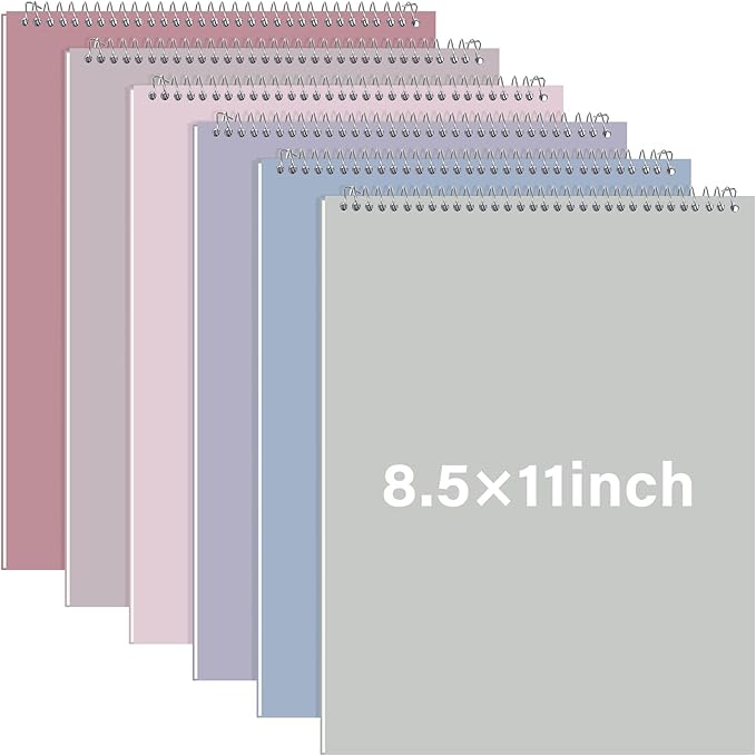 Maitys 6 Pcs Legal Pad Steno Spiral Notebook 8.5" x 11" Top Bound Spiral Pads Hard Cover College Ruled Notepad 70 Sheet Pad for School Office University Home(Pastel Color,Whimsical Style)