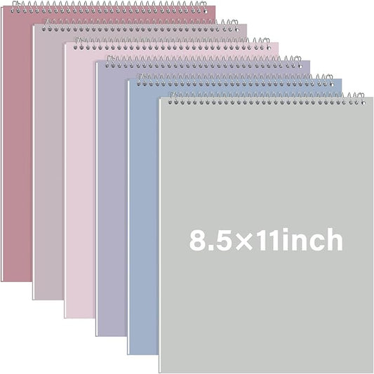 Maitys 6 Pcs Legal Pad Steno Spiral Notebook 8.5" x 11" Top Bound Spiral Pads Hard Cover College Ruled Notepad 70 Sheet Pad for School Office University Home(Pastel Color,Whimsical Style)