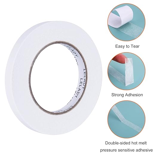 LELADY Double Sided Tape 1/2 Inch x 40 Yards- 4 Rolls Double-Sided Adhesive Sticky Tape, High Adhesive Double-Sided Tape, for Arts, Crafts, Office School Stationery Supplies