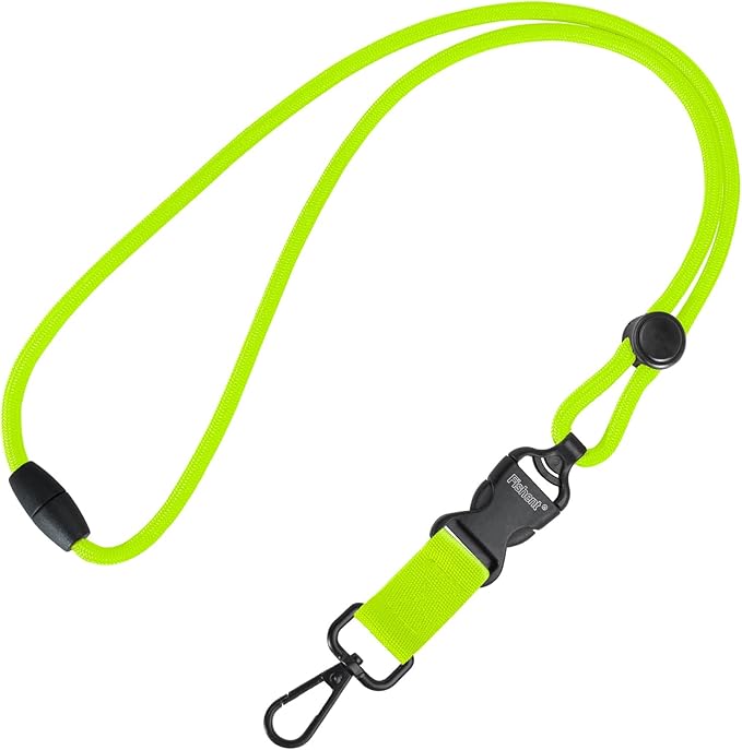Fishent Breakaway Neck Lanyards for ID Badges, Adjustable Durable Heavy Duty Lanyard with Detachable Buckle for Keys Holder (Neon)